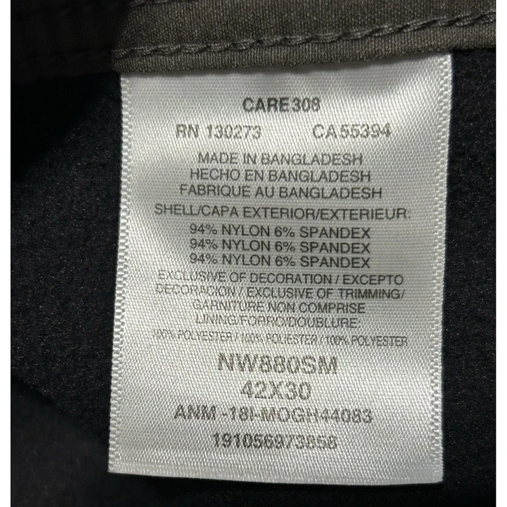 New Wrangler Mens 42X30 Outdoor Fleece Lined All Terrain Pant Flex Waistband‎